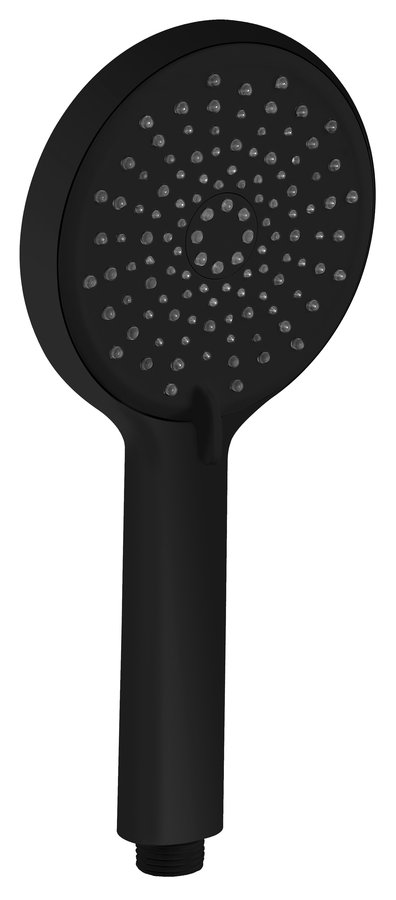 Massage hand shower, 3 shower modes + spray mode, silicone nozzles, dia 120mm, ABS/black matt