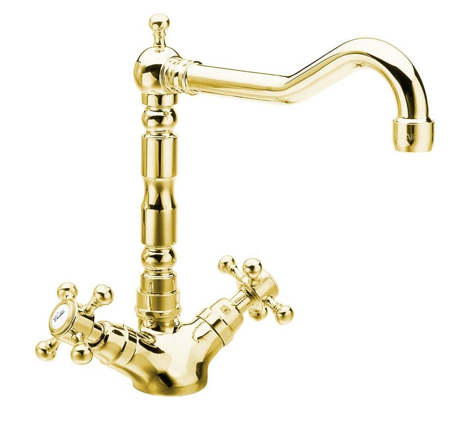 ANTEA Kuhinjska mešalna pipa z retro izlivom, zlata