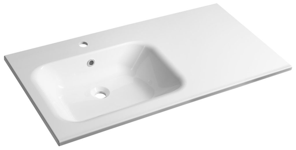 ARECA Cultured Marble Washbasin 110x50cm, left, white