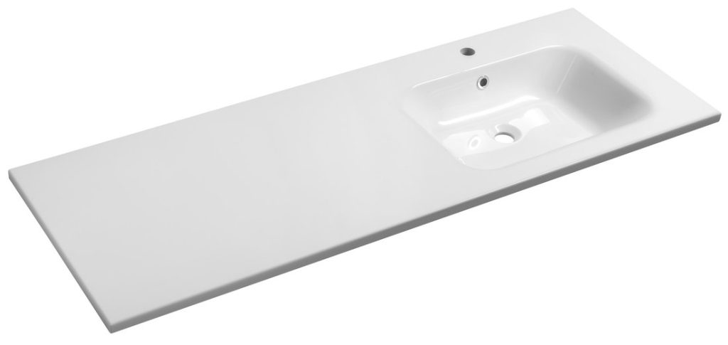 ARECA Cultured Marble Washbasin 141x51,5cm, right, white