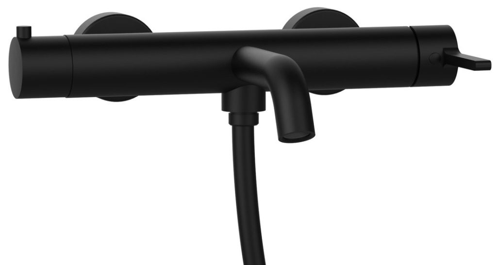 ICONIC wall-mounted bath mixer tap, black matt