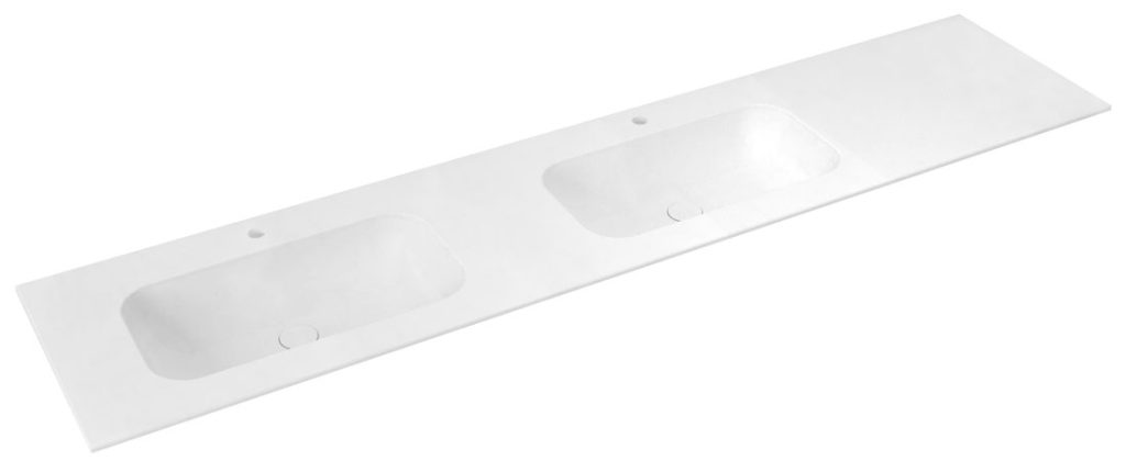 ARUBA Dvoposteljni umivalnik levi, 220x51,5 cm, kamnita bela mat