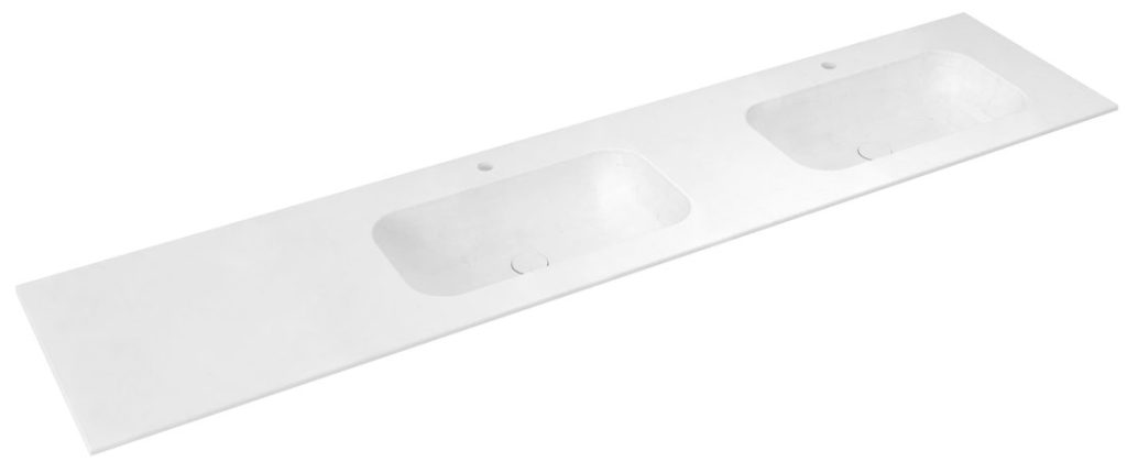 ARUBA Dvojni umivalnik desni, 220x51,5 cm, kamnita bela mat