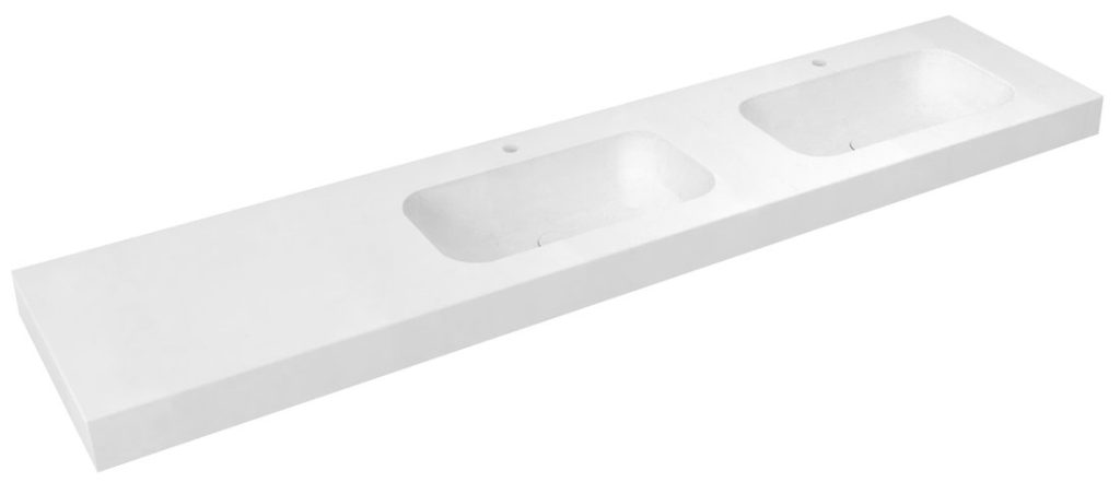 EMICO Dvojni umivalnik desno, 220x50 cm, izvedba L, kamnito bela mat