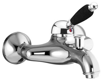 KIRKÉ BLACK Stenska kopalniška mešalna pipa, črn vzvod, krom