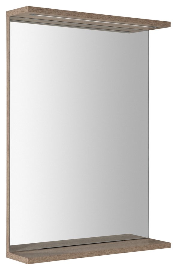 KORIN STRIP ogledalo z LED lučjo 50x70x12cm, hrast platina