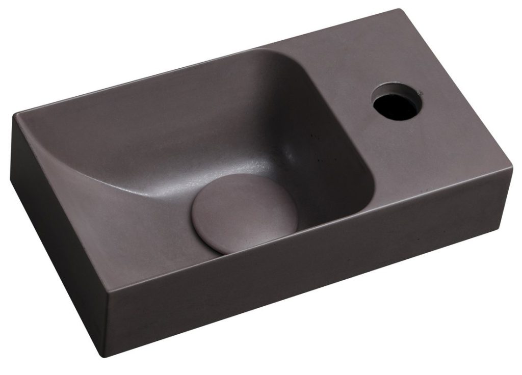 PICCOLINO betonski umivalnik 30,8x17cm, mešalnik na desni strani, temno rjav