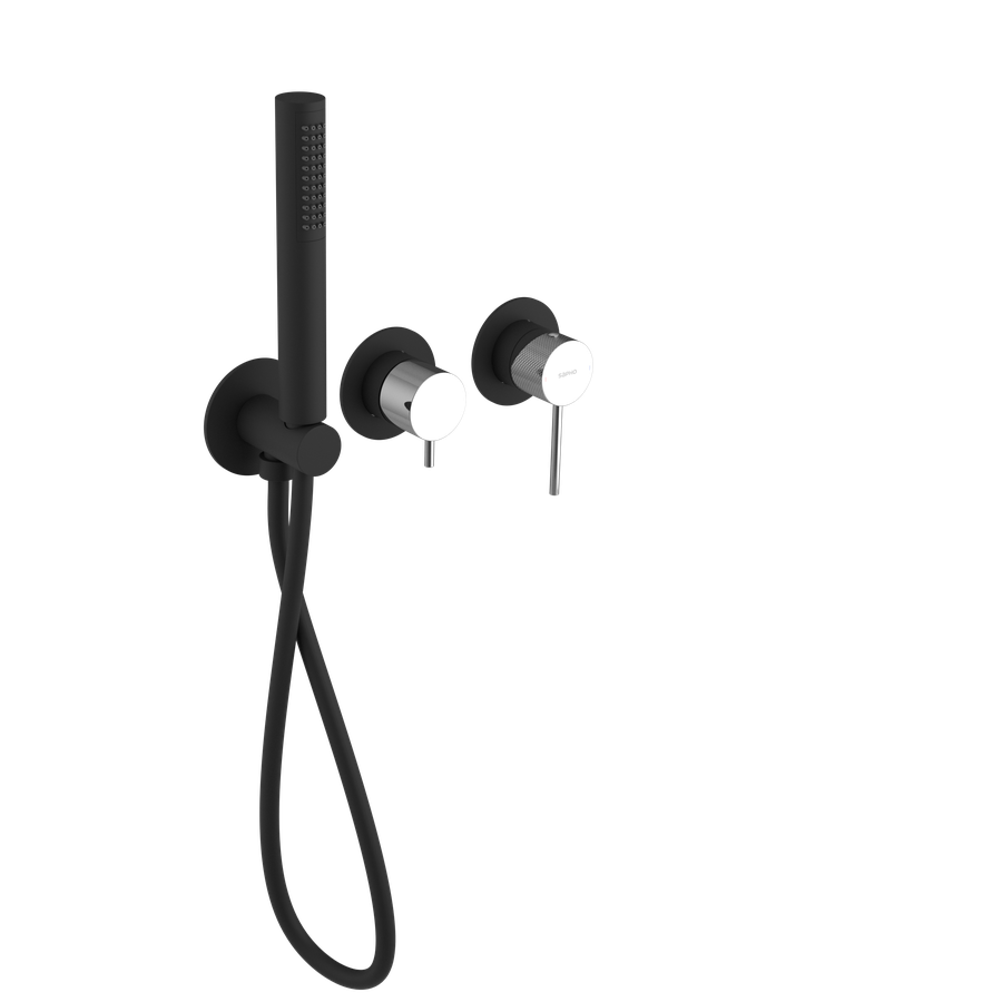 ULTRASAN Prikrita armatura za prhanje/kupo, vključno z ročno prho, 2 načina, črna mat/krom