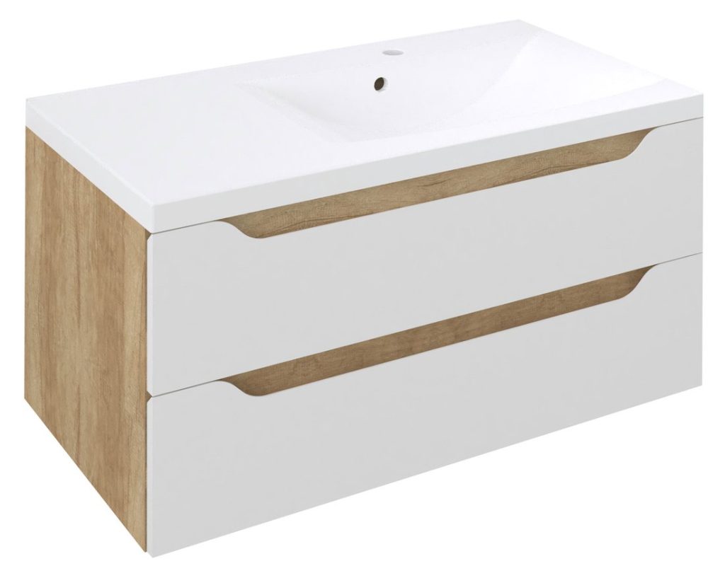 WAVE Vanity Unit 89,7x45x47,8cm, desna/bela/oak Alabama