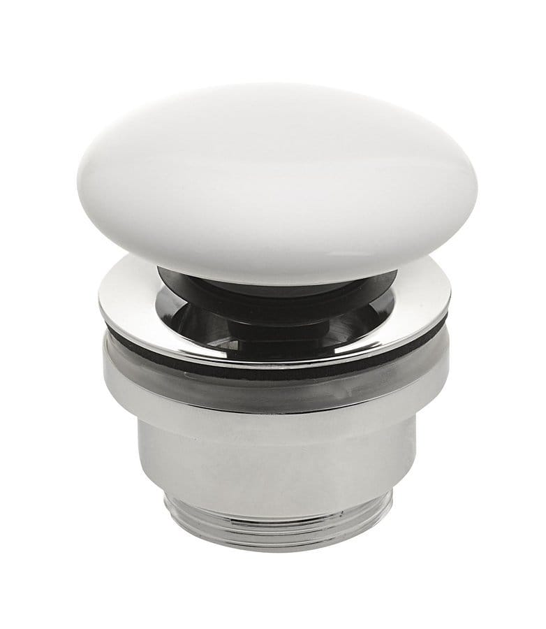 Odtok za umivalnik 5/4", click-clack, keramični čep, 5-63 mm, bel