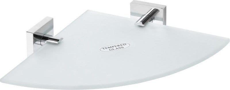 X-SQUARE kotna steklena polica 250x55x250mm, matirano steklo, krom