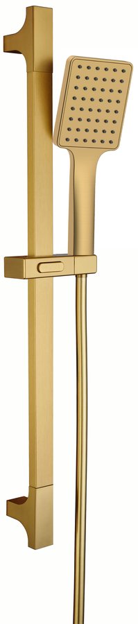 Kvadratni set za prho, drsno držalo 680 mm, zlata mat barva