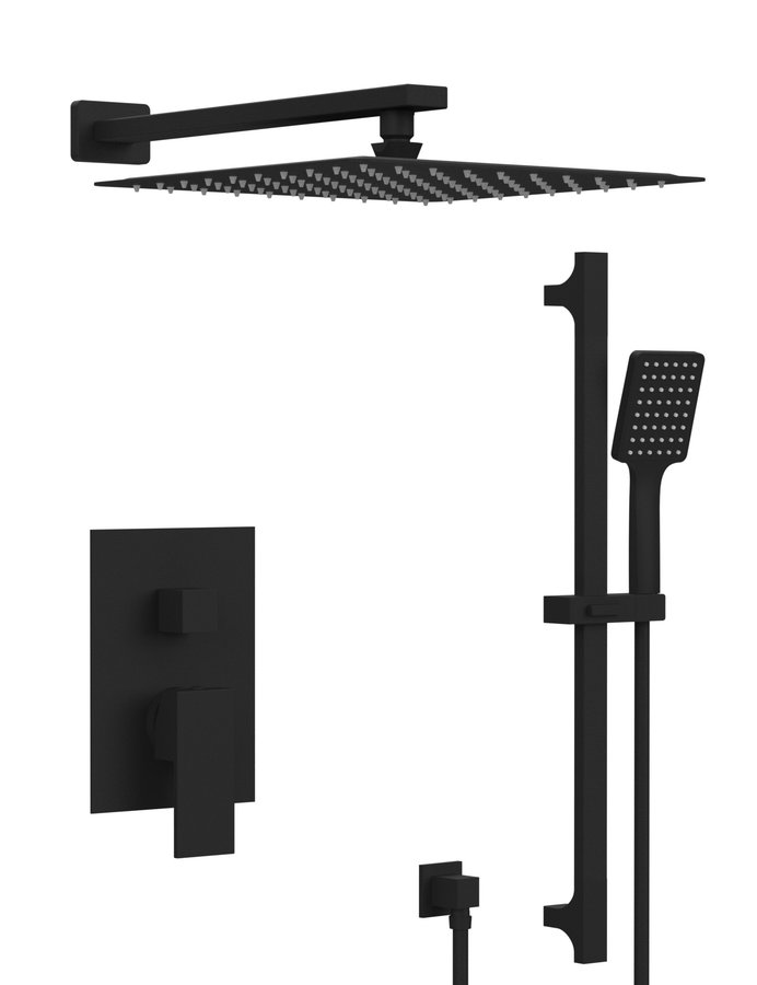 CUBEMIX Set za prikrito prhanje s pipo, 2 vtiča, črna mat